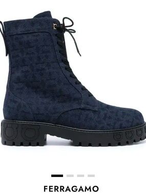 Ferragamo Gancini Denim Biker Boot - NEVER WORN